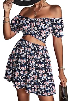 Amazon.com: LYANER Women's 2 Piece Outfits Floral Off